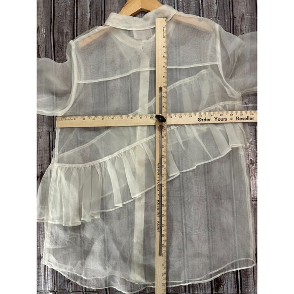 Cinq a Sept Larissa organza overlay blouse size S color white mspr 346 - Picture 4 of 5